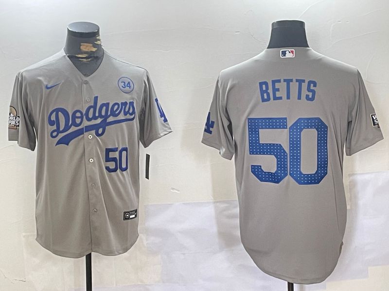Men Los Angeles Dodgers 50 Betts Grey Game 2024 Nike MLB Jersey style 11201